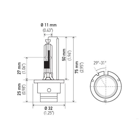 Hella Bulb D2R P32D-3 5000 K 85V 35W Headlight Bulb, D2R5000K D2R5000K